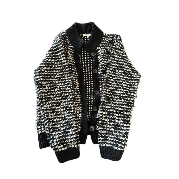 Beautiful Italian black and white sweater size L Cocogio button down sweater - Picture 6 of 6